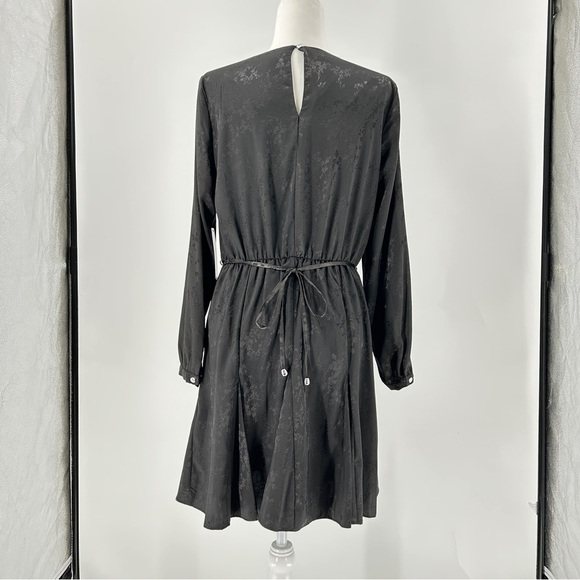 Emma & Michele Long Sleeve Tree Branch Design Black Midi Dress Size Medium - Picture 2 of 13